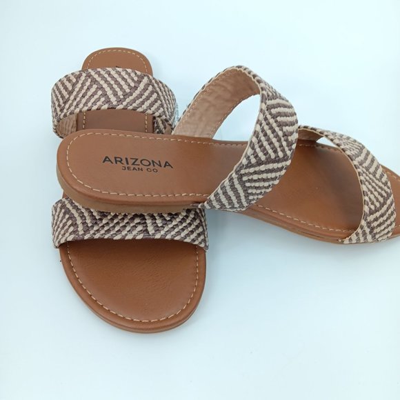 ARIZONA JEAN CO BROWN WOVEN SLIDE SANDALS SIZE 6M - Picture 5 of 14